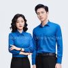 Áo đồng phục dài tay sơ mi màu xanh DP003
