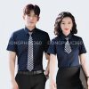 Áo đồng phục sơ mi ngắn tay màu tím than DP004