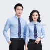 Áo đồng phục sơ mi nam nữ màu xanh DP007