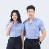 Áo đồng phục sơ mi màu xanh kẻ DP006
