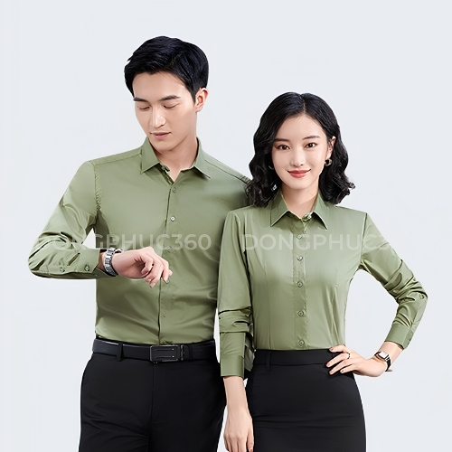 Áo sơ mi đồng phục công sơ màu xanh lam DP008