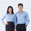 Áo đồng phục sơ mi dài tay màu xanh DP005